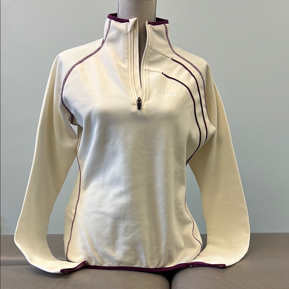 Craft Sportswear Half Zip Thermal Midlayer Pullover cream and plum women’s XL